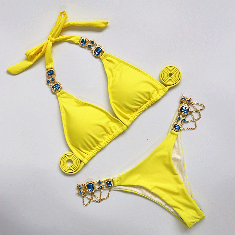 Halter Crystal Rhinestone Diamond Bikini 2026 Female Swimsuit Women Swimwear Two Pieces Bikini set Brazilian Bathing Suit Swim
