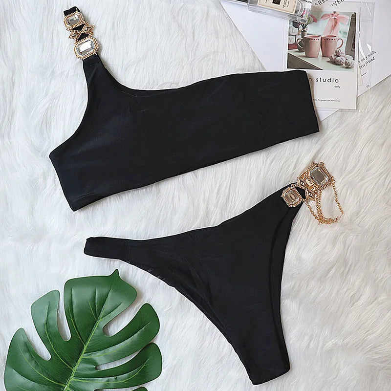 Halter Crystal Rhinestone Diamond Bikini 2026 Female Swimsuit Women Swimwear Two Pieces Bikini set Brazilian Bathing Suit Swim