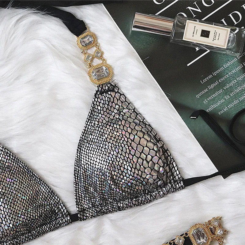 Halter Crystal Rhinestone Diamond Bikini 2026 Female Swimsuit Women Swimwear Two Pieces Bikini set Brazilian Bathing Suit Swim