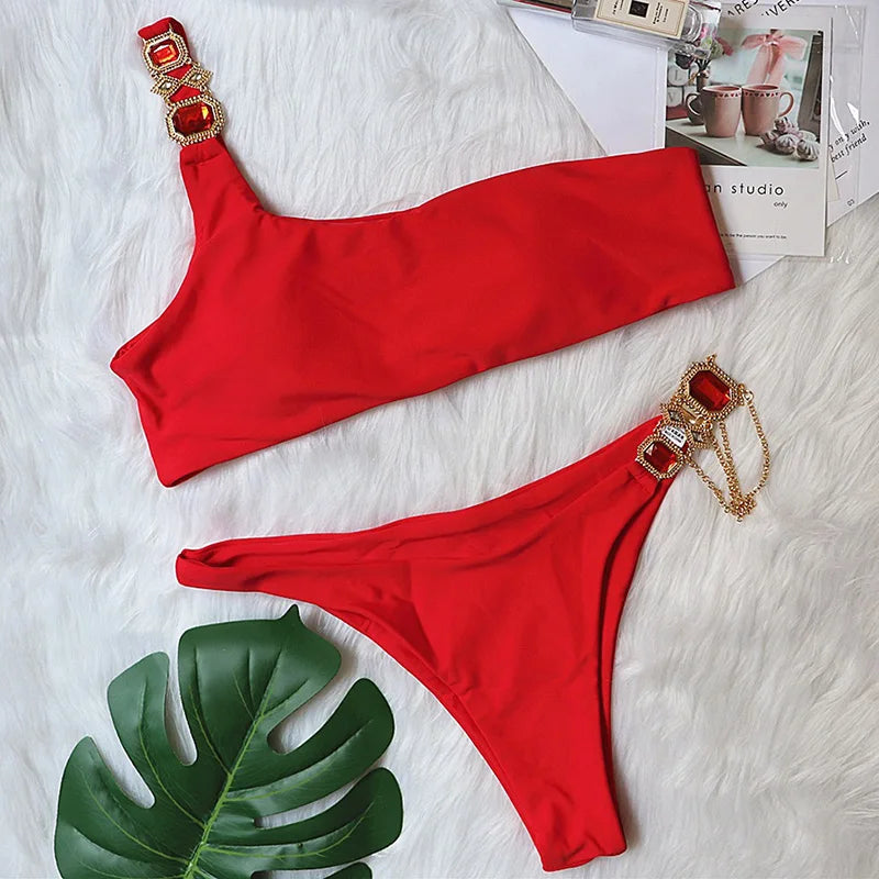 Halter Crystal Rhinestone Diamond Bikini 2026 Female Swimsuit Women Swimwear Two Pieces Bikini set Brazilian Bathing Suit Swim