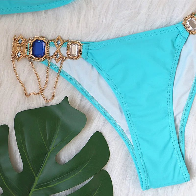 Halter Crystal Rhinestone Diamond Bikini 2026 Female Swimsuit Women Swimwear Two Pieces Bikini set Brazilian Bathing Suit Swim