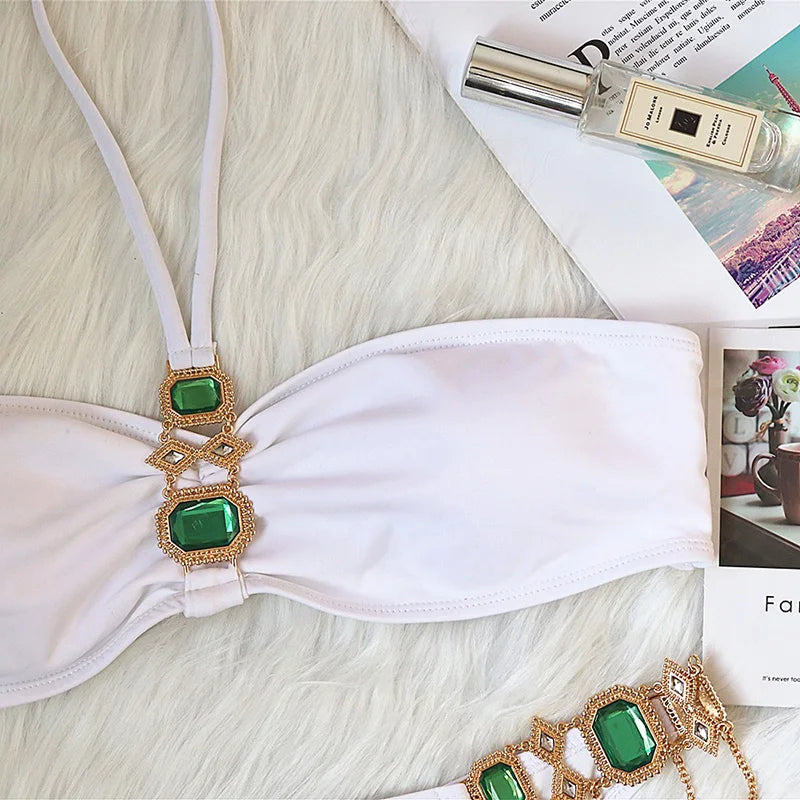 Halter Crystal Rhinestone Diamond Bikini 2026 Female Swimsuit Women Swimwear Two Pieces Bikini set Brazilian Bathing Suit Swim