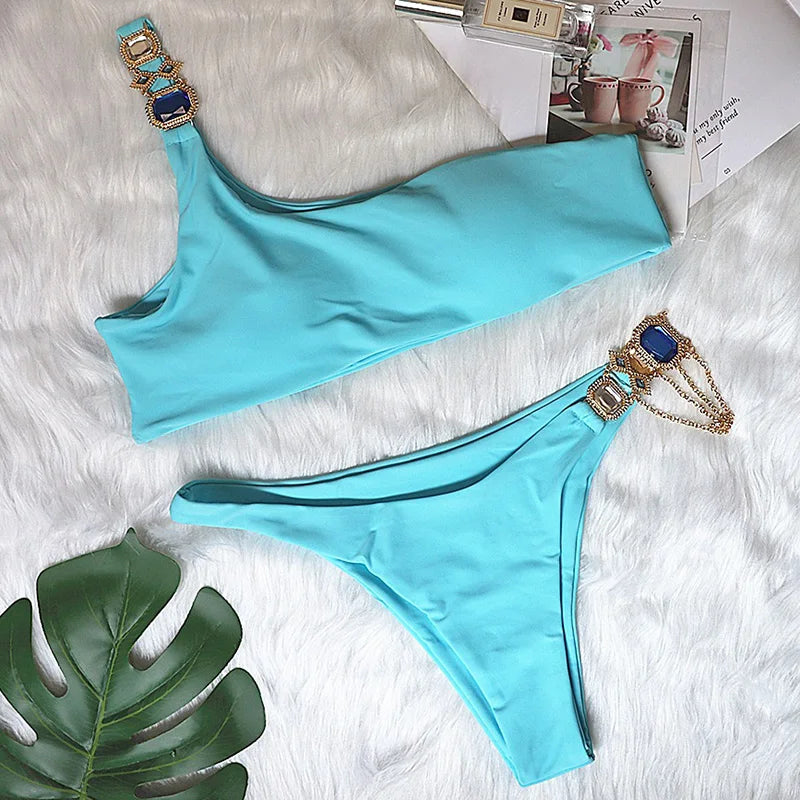 Halter Crystal Rhinestone Diamond Bikini 2026 Female Swimsuit Women Swimwear Two Pieces Bikini set Brazilian Bathing Suit Swim