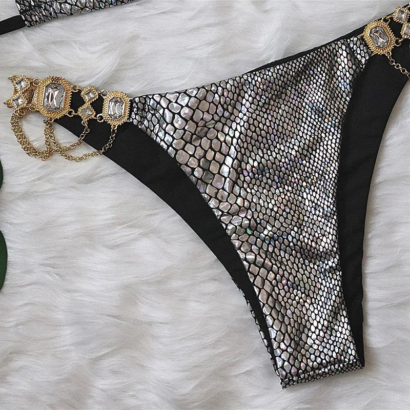 Halter Crystal Rhinestone Diamond Bikini 2026 Female Swimsuit Women Swimwear Two Pieces Bikini set Brazilian Bathing Suit Swim