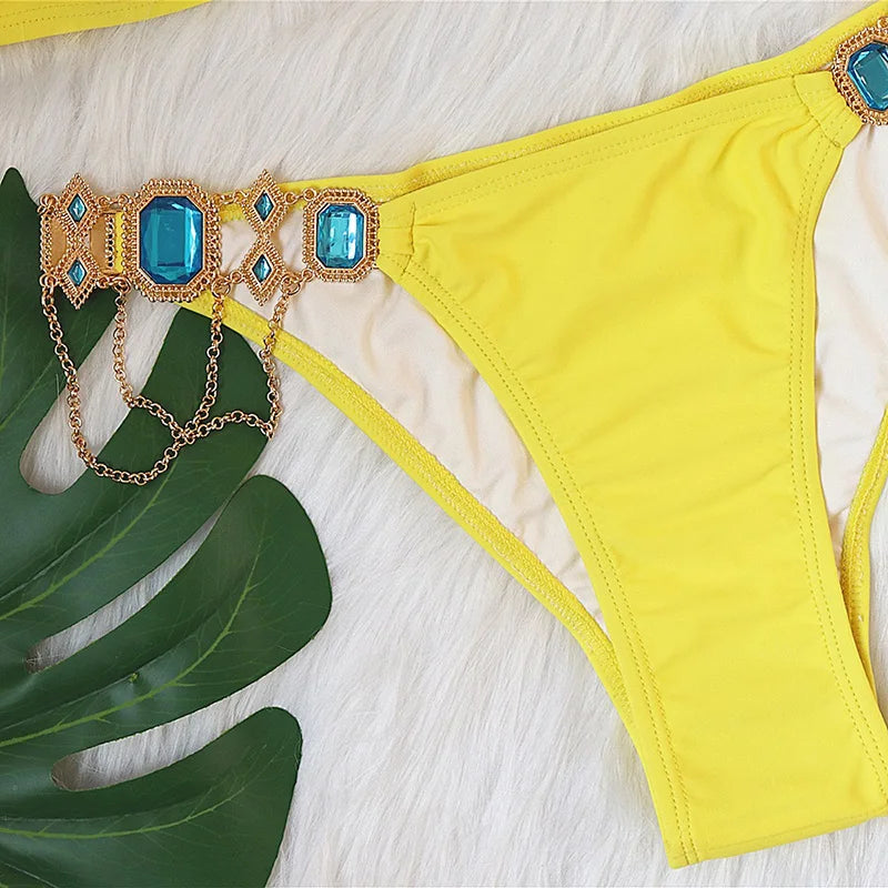 Halter Crystal Rhinestone Diamond Bikini 2026 Female Swimsuit Women Swimwear Two Pieces Bikini set Brazilian Bathing Suit Swim