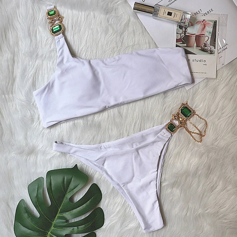 Halter Crystal Rhinestone Diamond Bikini 2026 Female Swimsuit Women Swimwear Two Pieces Bikini set Brazilian Bathing Suit Swim