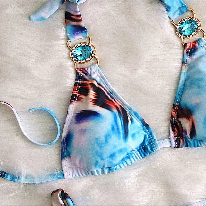 Halter Crystal Rhinestone Diamond Bikini 2026 Female Swimsuit Women Swimwear Two Pieces Bikini set Brazilian Bathing Suit Swim