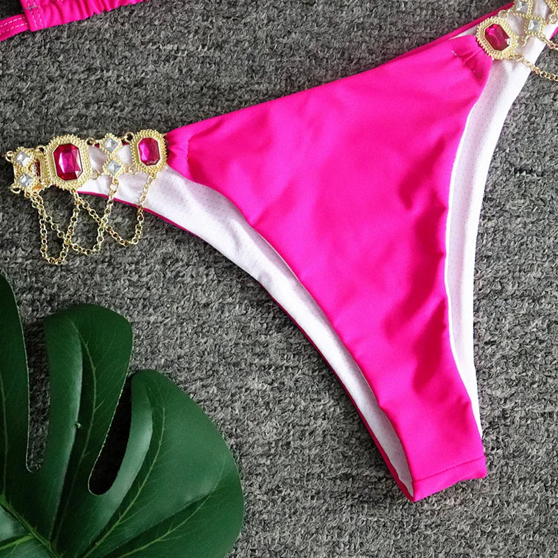 Halter Crystal Rhinestone Diamond Bikini 2026 Female Swimsuit Women Swimwear Two Pieces Bikini set Brazilian Bathing Suit Swim