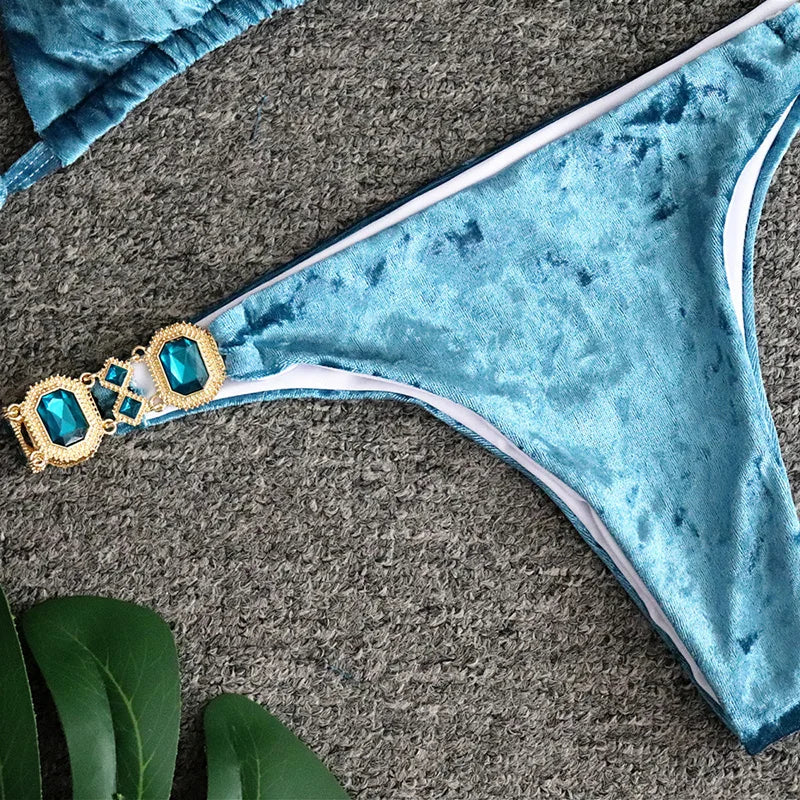 Halter Crystal Rhinestone Diamond Bikini 2026 Female Swimsuit Women Swimwear Two Pieces Bikini set Brazilian Bathing Suit Swim