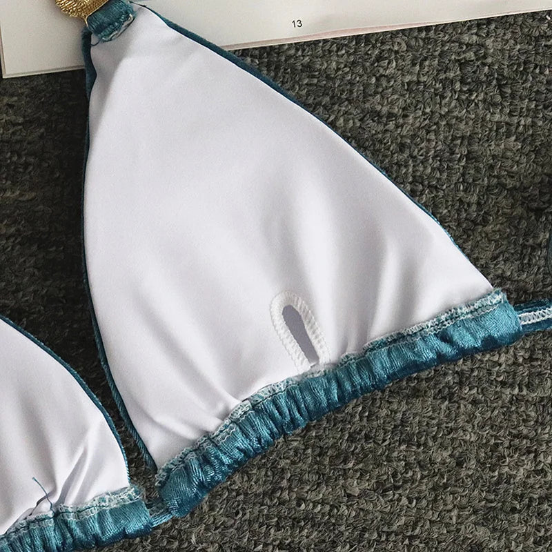 Halter Crystal Rhinestone Diamond Bikini 2026 Female Swimsuit Women Swimwear Two Pieces Bikini set Brazilian Bathing Suit Swim