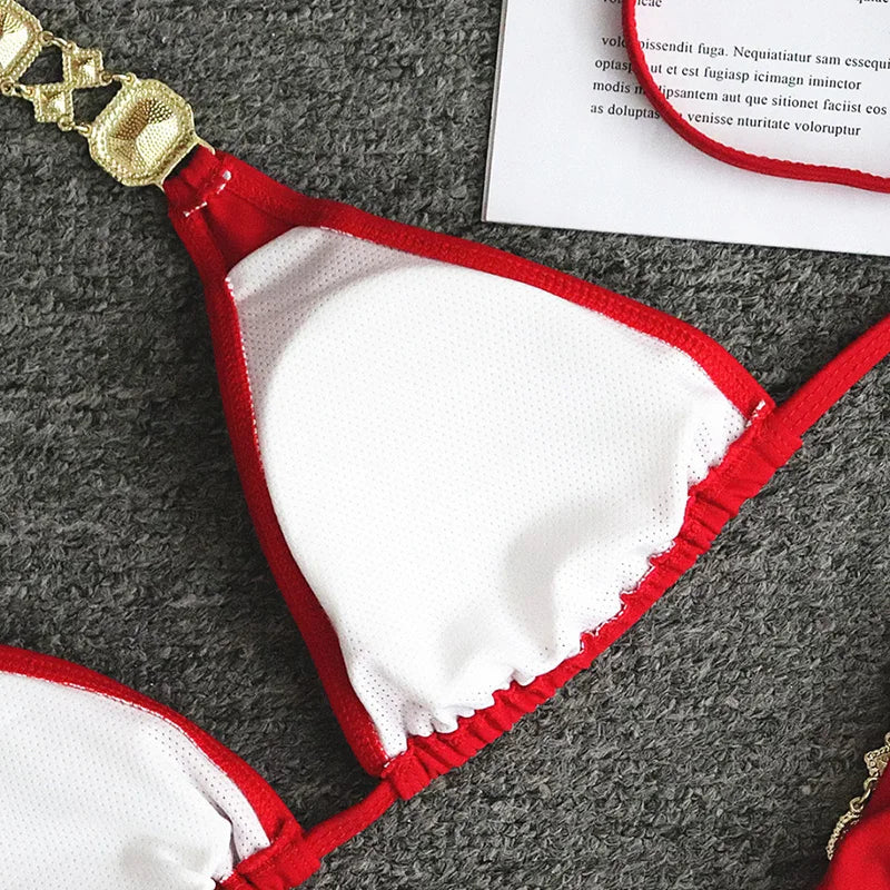 Halter Crystal Rhinestone Diamond Bikini 2026 Female Swimsuit Women Swimwear Two Pieces Bikini set Brazilian Bathing Suit Swim