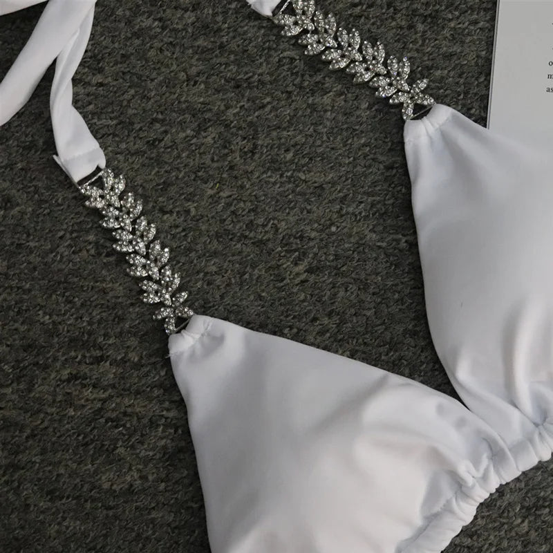 Halter Crystal Rhinestone Diamond Bikini 2026 Female Swimsuit Women Swimwear Two Pieces Bikini set Brazilian Bathing Suit Swim