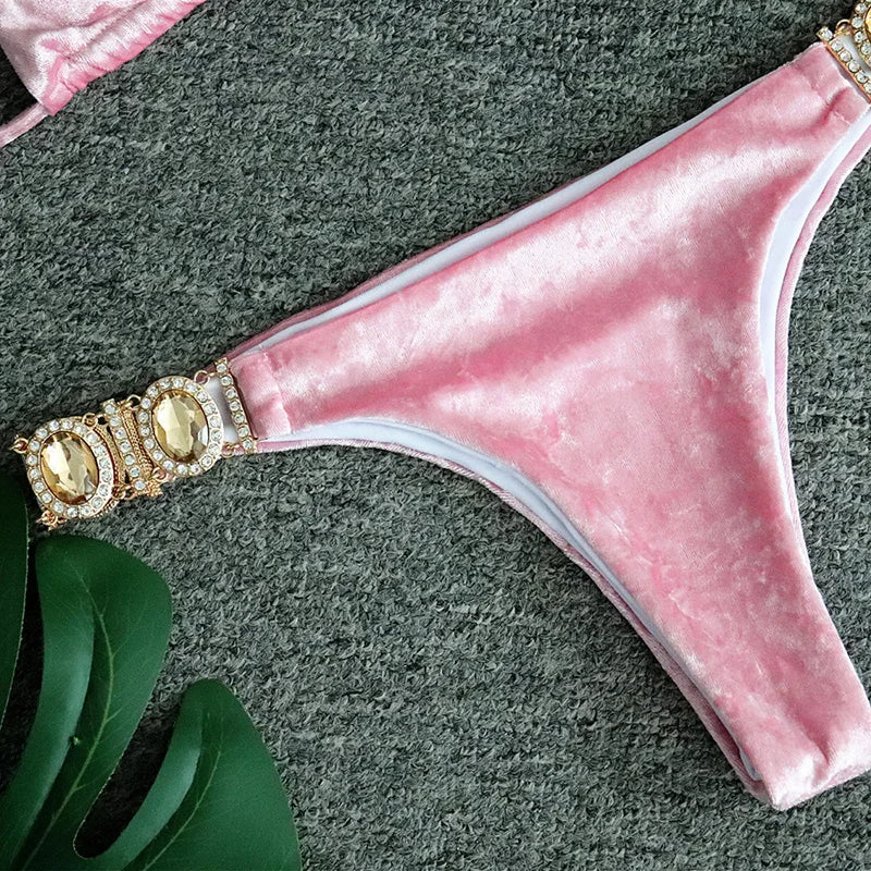 Halter Crystal Rhinestone Diamond Bikini 2026 Female Swimsuit Women Swimwear Two Pieces Bikini set Brazilian Bathing Suit Swim