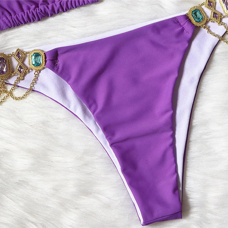 Halter Crystal Rhinestone Diamond Bikini 2026 Female Swimsuit Women Swimwear Two Pieces Bikini set Brazilian Bathing Suit Swim