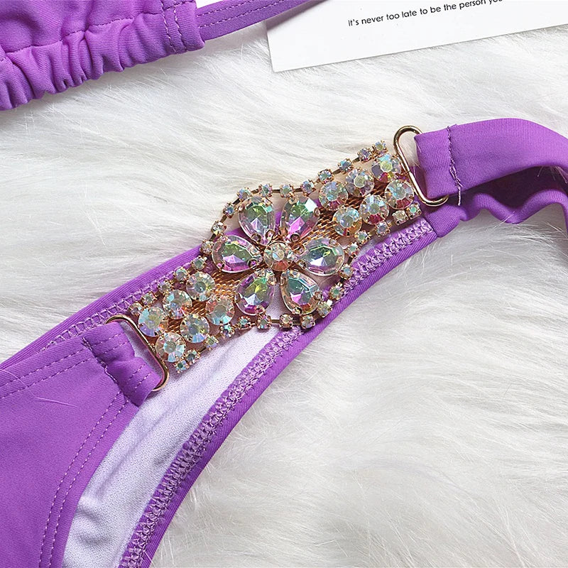 Halter Crystal Rhinestone Diamond Bikini 2026 Female Swimsuit Women Swimwear Two Pieces Bikini set Brazilian Bathing Suit Swim