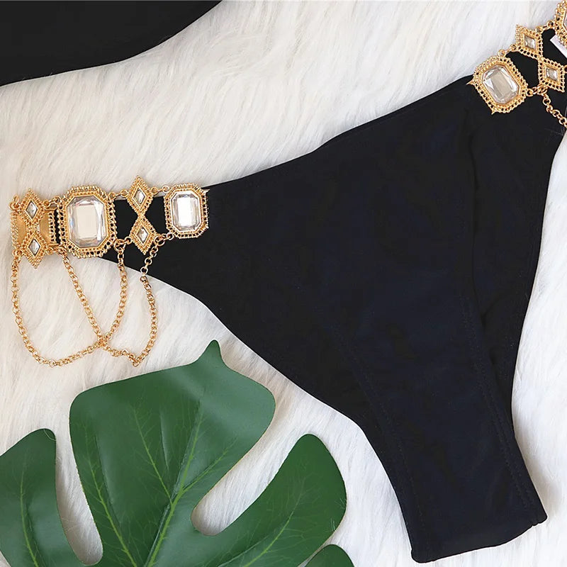 Halter Crystal Rhinestone Diamond Bikini 2026 Female Swimsuit Women Swimwear Two Pieces Bikini set Brazilian Bathing Suit Swim