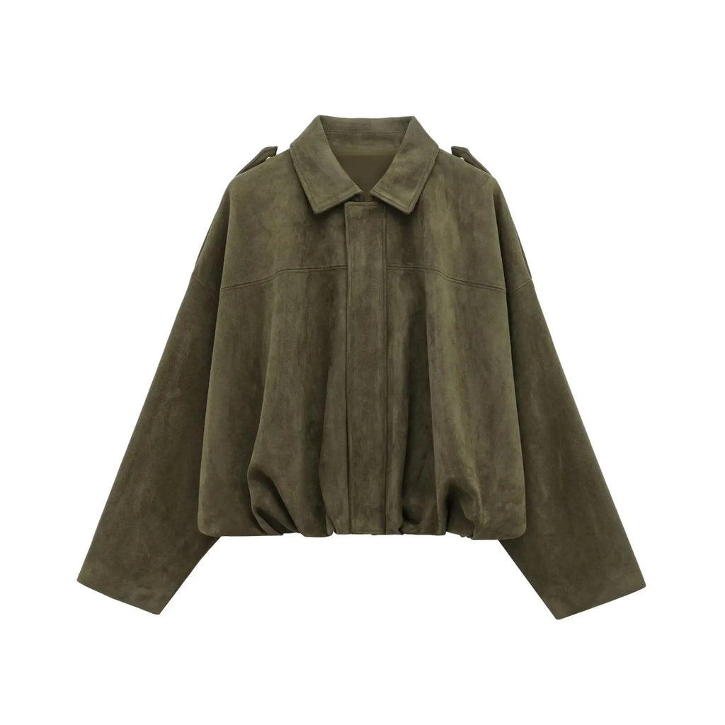 HH Spring Women Suede Coat Pant Sets Lapel Long Sleeve Zipper Jackets Casual Shorts 2025 New Fashion High Street Lady Outfit