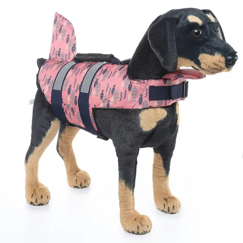 Pet Dog Life Jacket Vest Clothes Life Vest Collar Harness Pet Swimming Summer Swimwear Scales Shark Floating clothes swimsuit