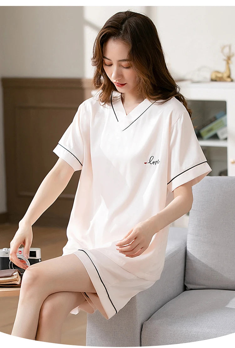 100% Real Silk Pyjamas for Women Nightgown Lady Pajams High Quality Girls Sleepwear Pure Silk Sleepshirts Set