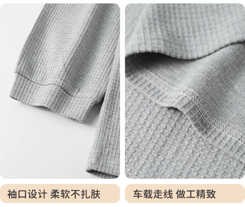 Men Pajamas Set 100% Cotton Casual Sleepwear Male Autumn Long Sleeve Solid Pyjamas