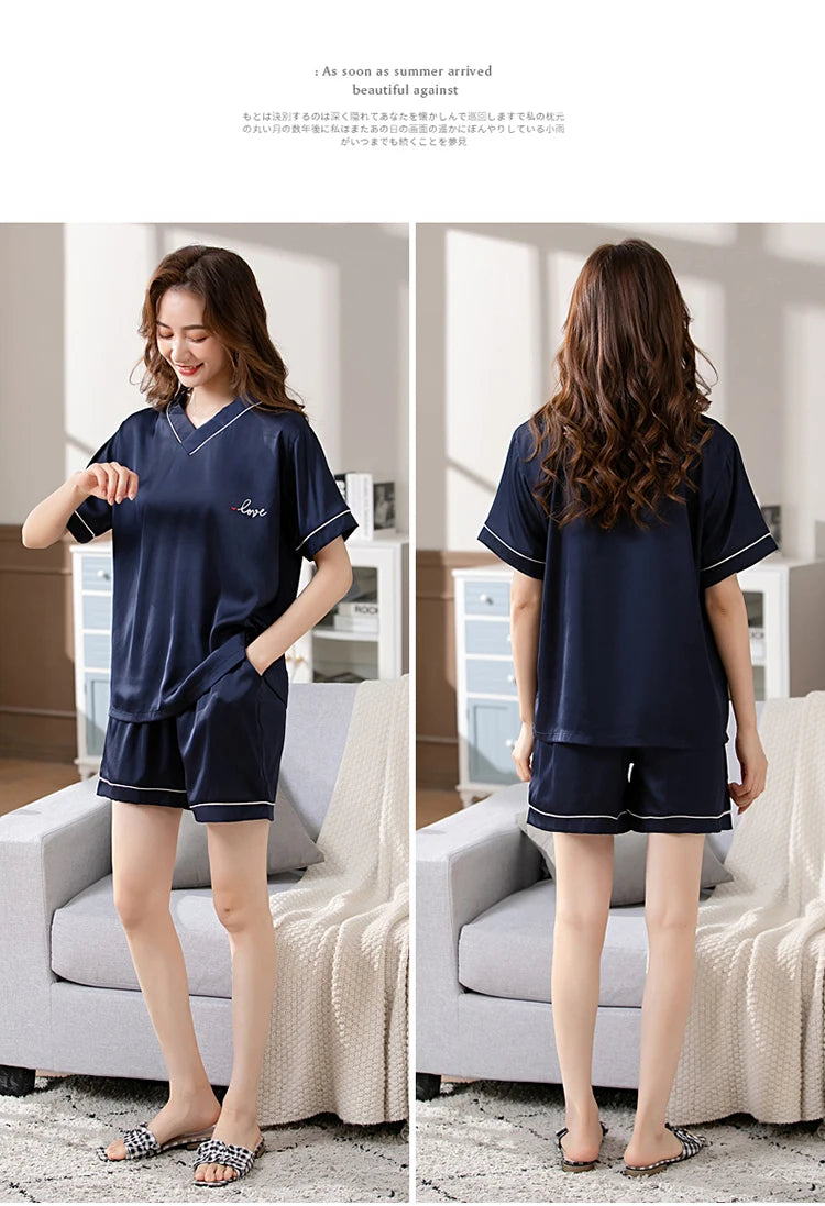 100% Real Silk Pyjamas for Women Nightgown Lady Pajams High Quality Girls Sleepwear Pure Silk Sleepshirts Set