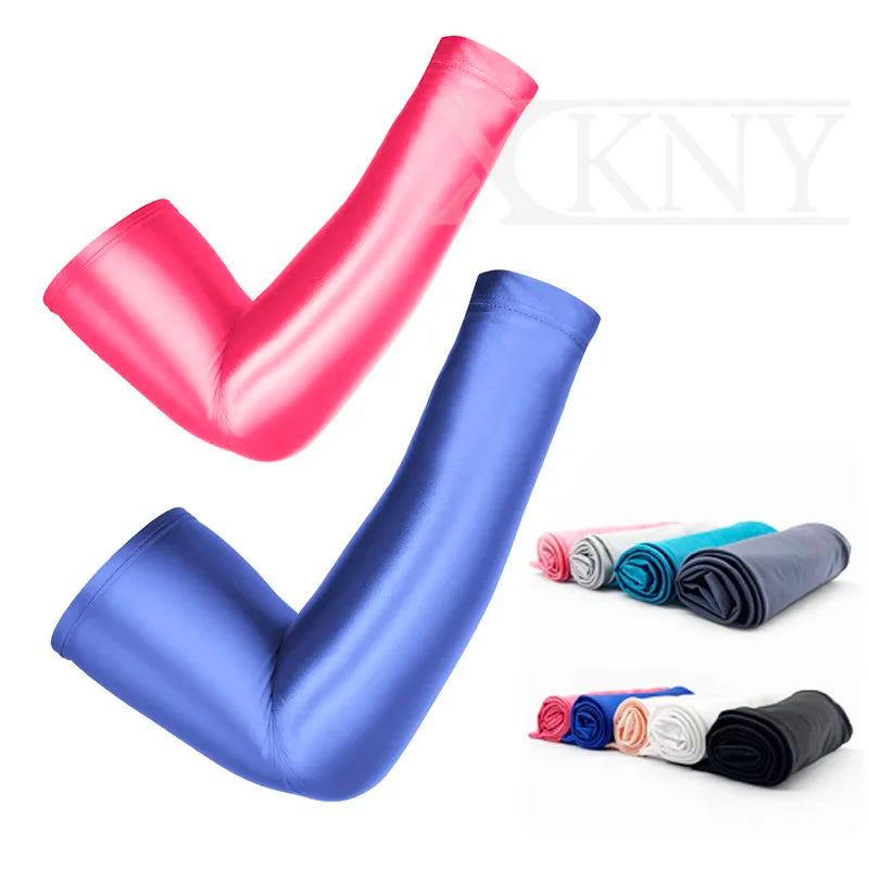 XClocKNYoung satin glossy sleeve high elastic competitive swimsuit matching high elastic ice sleeve glossy dress gloves
