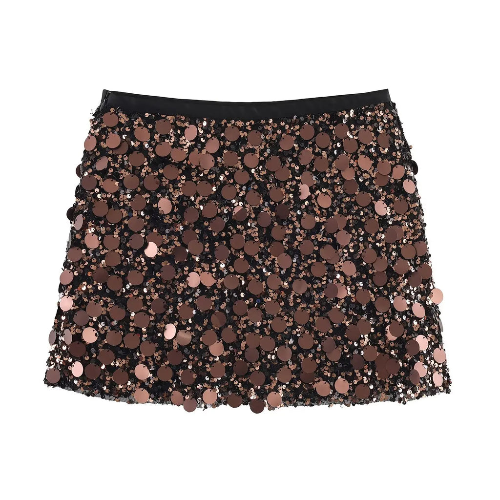 KONDALA Sexy Party Sequined Mini Skirts Women's Hip Wrap Sequin Mini Skirts 2026 Spring Summer Fashion Dinner Date Ladies Skirts