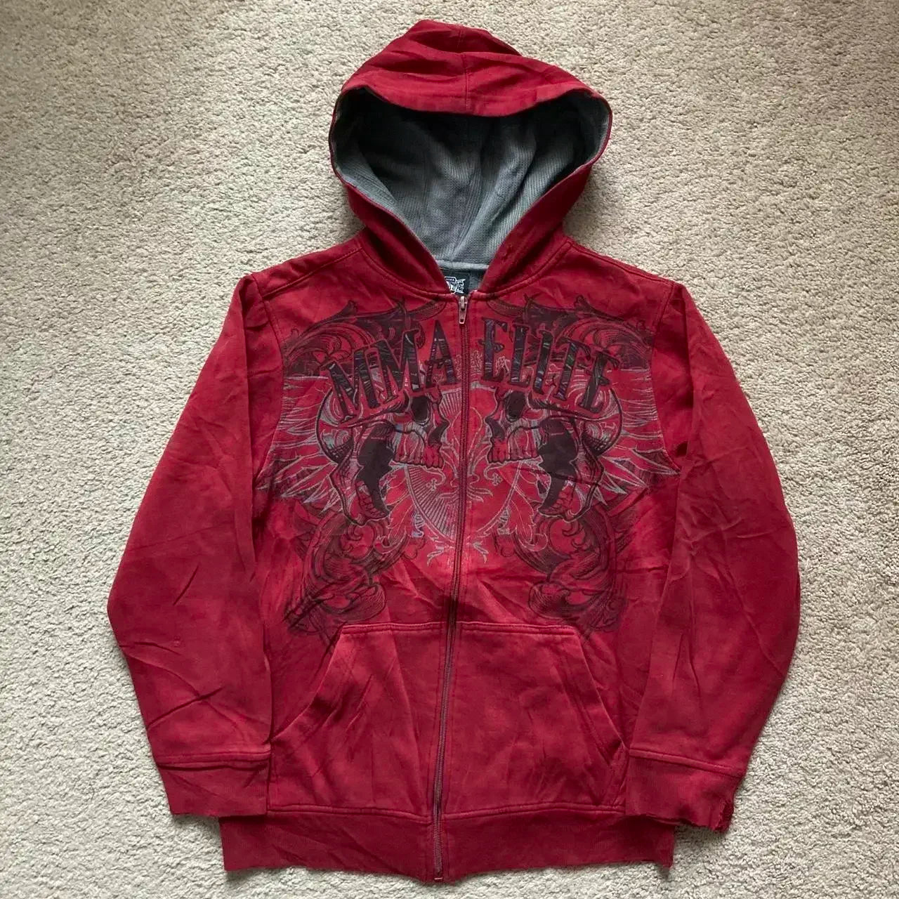 American Hip Hop Joker Pattern Embroidered Zipper Hoodie Women Street Y2K New Punk Fleece Padded Sweatshirt Unisex Casual Hoodie
