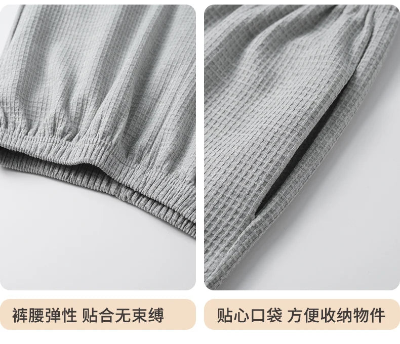 Men Pajamas Set 100% Cotton Casual Sleepwear Male Autumn Long Sleeve Solid Pyjamas