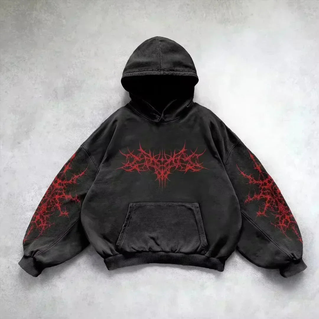 American Hip Hop Joker Pattern Embroidered Zipper Hoodie Women Street Y2K New Punk Fleece Padded Sweatshirt Unisex Casual Hoodie