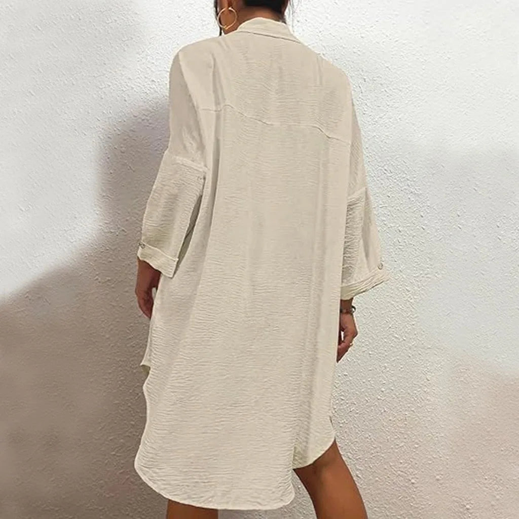 Women's modern swimsuit smock shirt Button up shirt dress top
