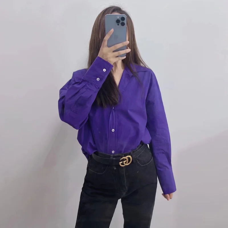 MUJER Women Shirt Multicolour Button Up Shirt Women Summer Long Sleeve Top Female Streetwear Oversize Shirts And Blouses Women