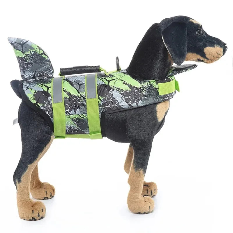 Pet Dog Life Jacket Vest Clothes Life Vest Collar Harness Pet Swimming Summer Swimwear Scales Shark Floating clothes swimsuit