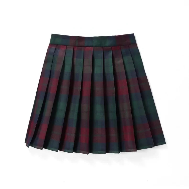 Summer Women High Waist Pleated Plaid Skirts Mini Tennis Skirt Harajuku JK Japanese School Uniform Short A-Line Mini Skirt Girl