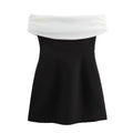 KONDALA 2026 Spring Summer Elegant Strapless Women Dresses Fashion Casual Patchwork Sleeveless Solid Zipper Chic Ladies Dresses