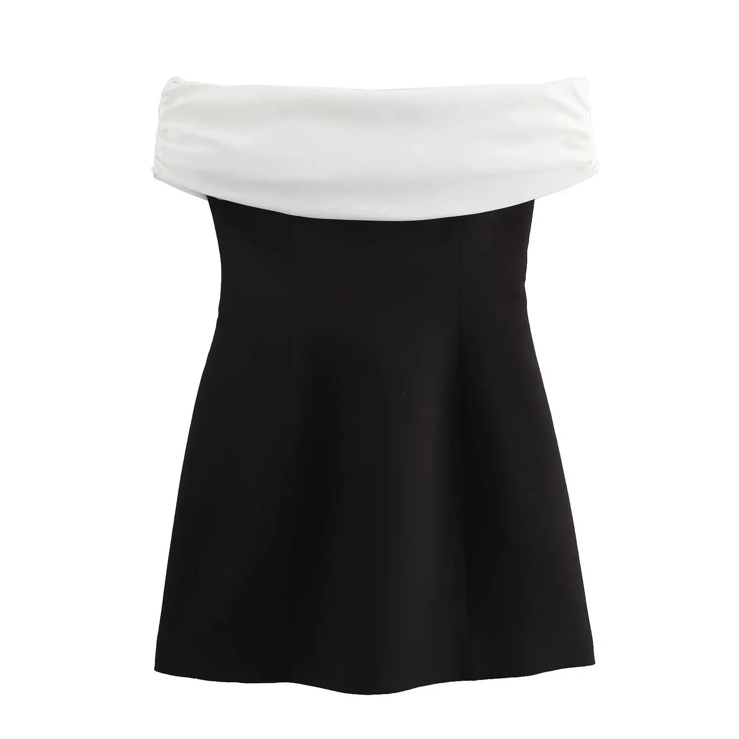 KONDALA 2026 Spring Summer Elegant Strapless Women Dresses Fashion Casual Patchwork Sleeveless Solid Zipper Chic Ladies Dresses