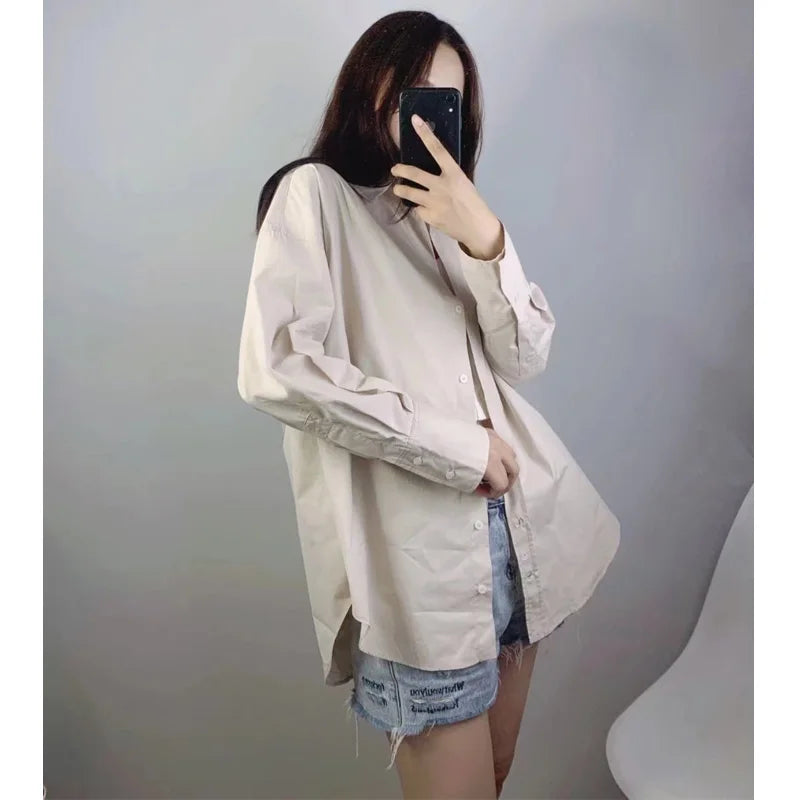 MUJER Women Shirt Multicolour Button Up Shirt Women Summer Long Sleeve Top Female Streetwear Oversize Shirts And Blouses Women