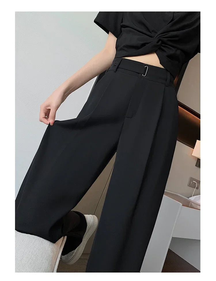 2024 Spring Summer Women's Pants Elegant High Waist Solid Color Office Lady Full Length Straight Casual Suit Pants for Women