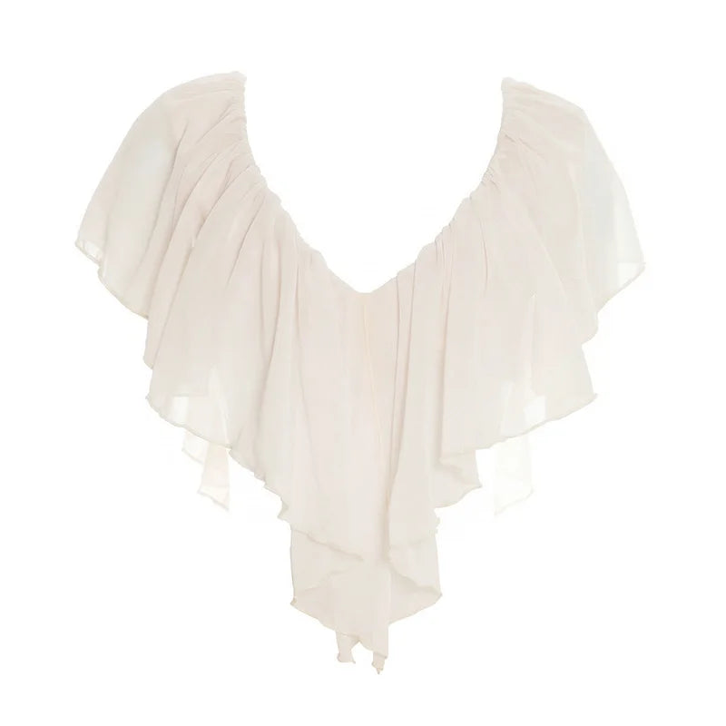 Mozision Ruffled Sexy Two Piece Set Women V Neck Sleeveless Tank Top Mini Skirt Matching Sets Female Club Party Dress Sets