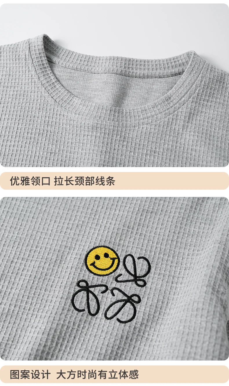 Men Pajamas Set 100% Cotton Casual Sleepwear Male Autumn Long Sleeve Solid Pyjamas