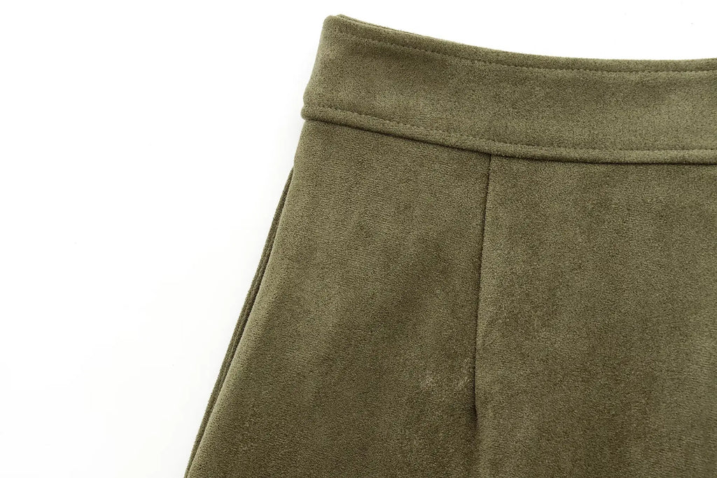 HH Spring Women Suede Coat Pant Sets Lapel Long Sleeve Zipper Jackets Casual Shorts 2025 New Fashion High Street Lady Outfit