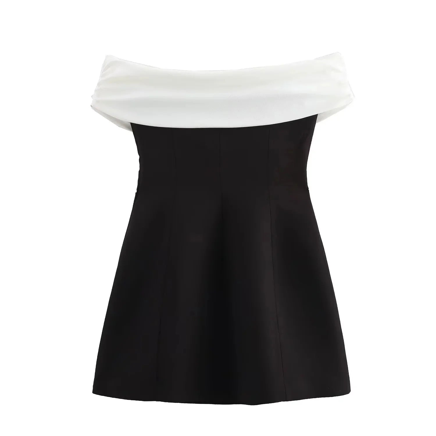 KONDALA 2026 Spring Summer Elegant Strapless Women Dresses Fashion Casual Patchwork Sleeveless Solid Zipper Chic Ladies Dresses