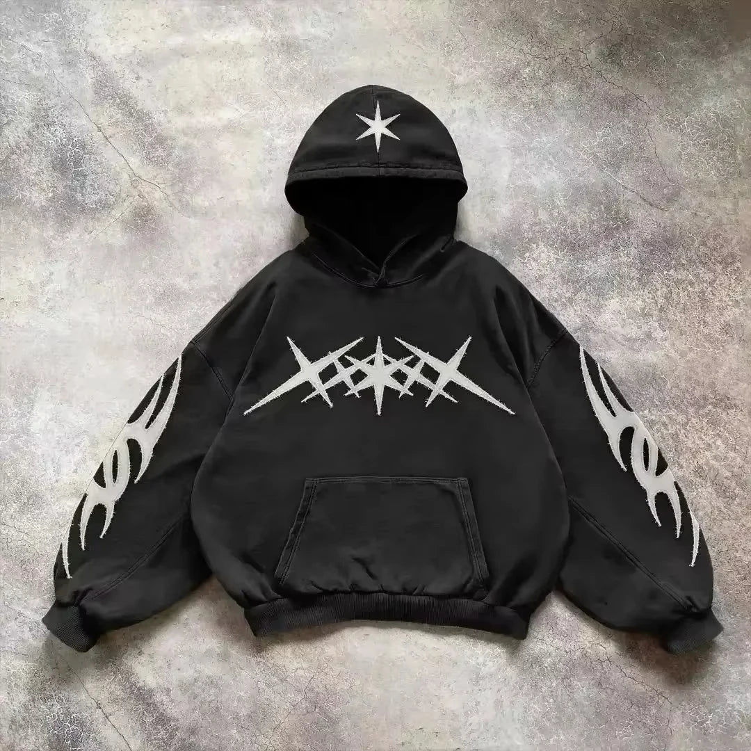 American Hip Hop Joker Pattern Embroidered Zipper Hoodie Women Street Y2K New Punk Fleece Padded Sweatshirt Unisex Casual Hoodie