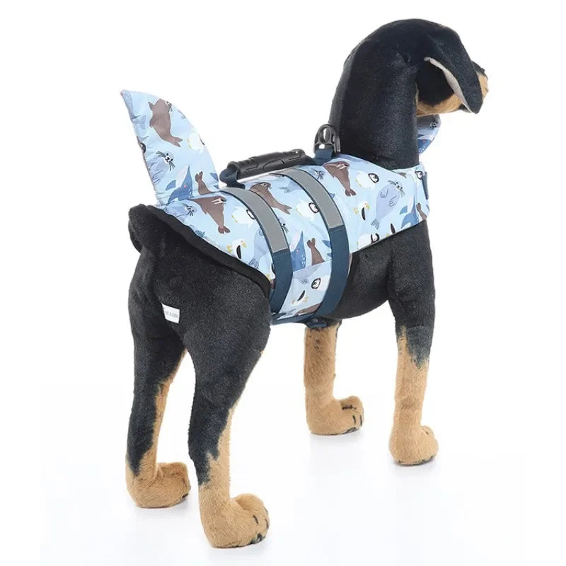 Pet Dog Life Jacket Vest Clothes Life Vest Collar Harness Pet Swimming Summer Swimwear Scales Shark Floating clothes swimsuit