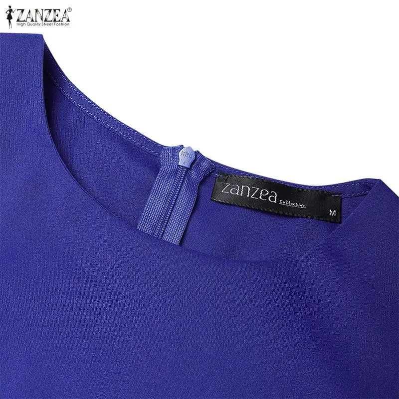 ZANZEA Vintage Summer Dresses Women Elegant Party Vestido 2025 Short Sleeve Long Shirt Robe Puff Sleeve Printing A-Line Sundress
