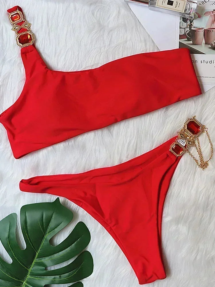 Halter Crystal Rhinestone Diamond Bikini 2026 Female Swimsuit Women Swimwear Two Pieces Bikini set Brazilian Bathing Suit Swim