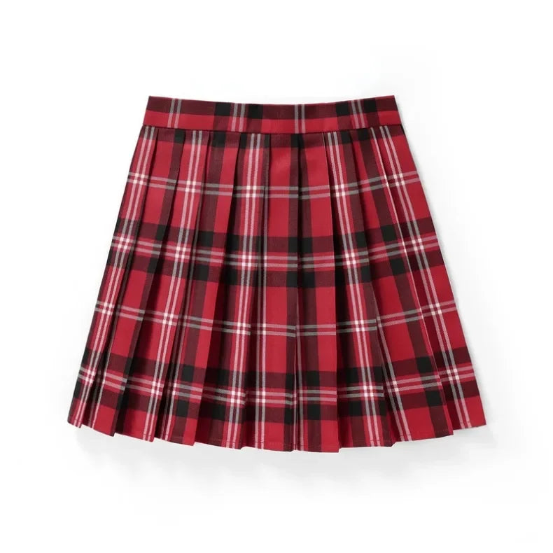 Summer Women High Waist Pleated Plaid Skirts Mini Tennis Skirt Harajuku JK Japanese School Uniform Short A-Line Mini Skirt Girl