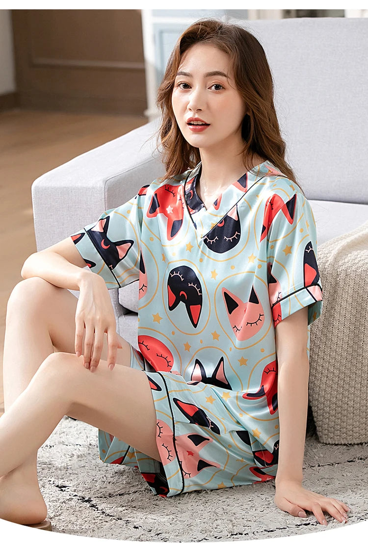 100% Real Silk Pyjamas for Women Nightgown Lady Pajams High Quality Girls Sleepwear Pure Silk Sleepshirts Set