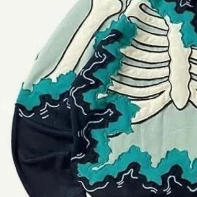 Y2k Aesthetic Skull Print Hoodies Tops Women Men Autumn Harajuku Streetwear Hoody Punk Casual Loose Vintage Grunge Sweatshirts